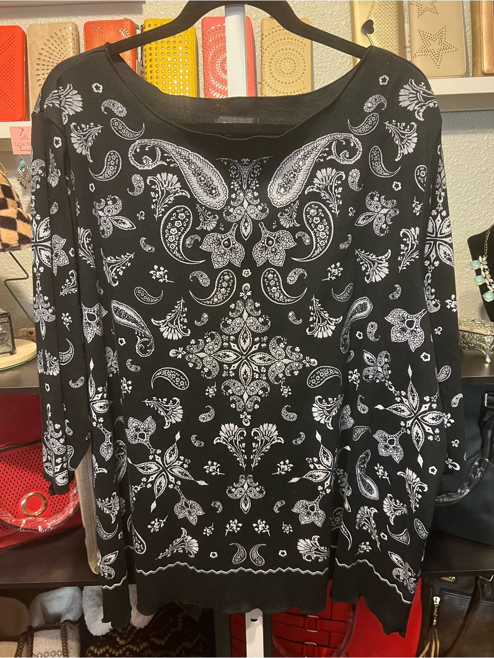 Avenue Black Tunic with White Paisley Print